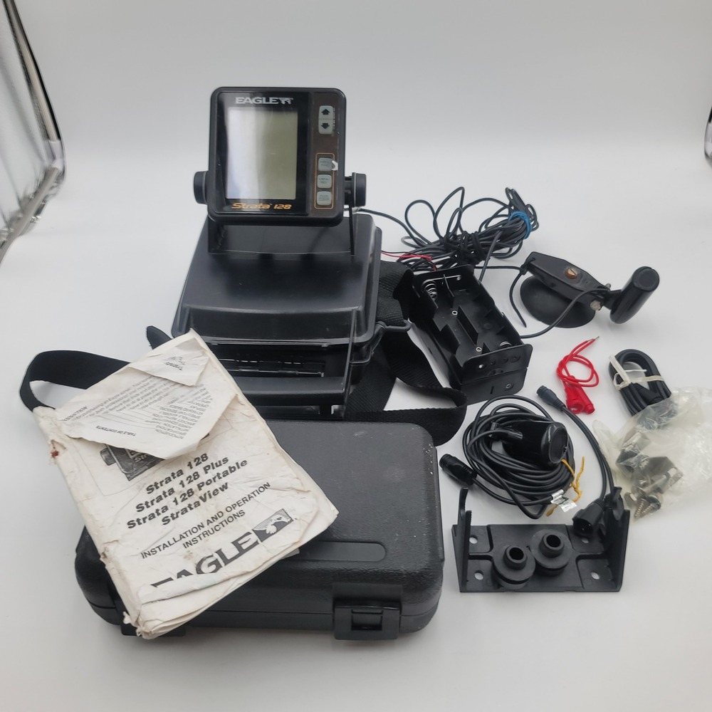 Eagle Strata 128 Portable Fishfinder Sonar Unit with Transducer Case and Manual